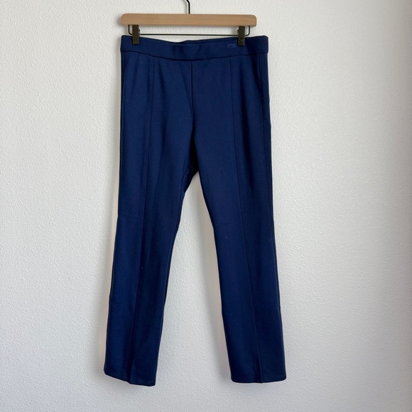 Tory Burch Stacey Ponte Pants Navy Sea Blue Crop Ankle Straight Leg Size Medium - Picture 1 of 10